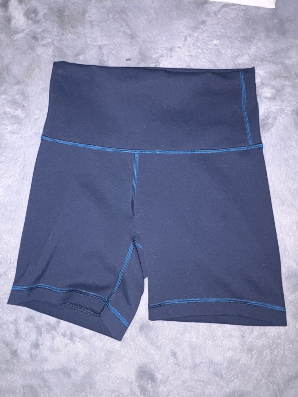 lululemon athletica Navy Bike Shorts with Blue Stitching